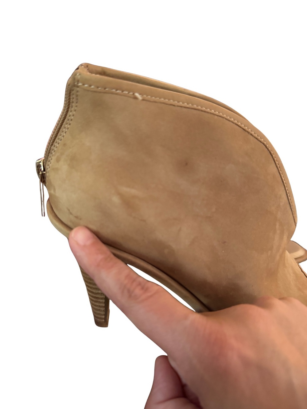 Vince Camuto Tan Suede Open-Toe Heel Booties - Picture 5 of 7